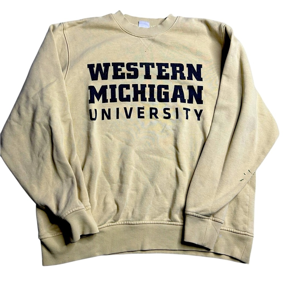 Western Michigan University Crewneck‎ Sweatshirt Beige Tan Men’s Large